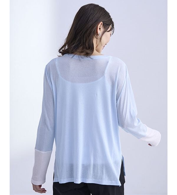 BELLUNA（ベルーナ）の「綿１００％配色シアープルオーバー（カットソー）」｜詳細画像