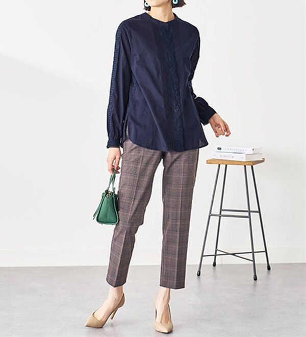 BELLUNA（ベルーナ）の「綿１００％レース×ピンタックデザインブラウス（ブラウス）」｜詳細画像