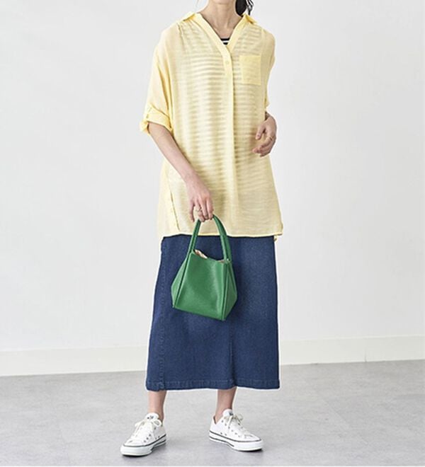 BELLUNA（ベルーナ）の「スラブ素材裾ボタン使いシャツアンサンブル（アンサンブル）」｜詳細画像