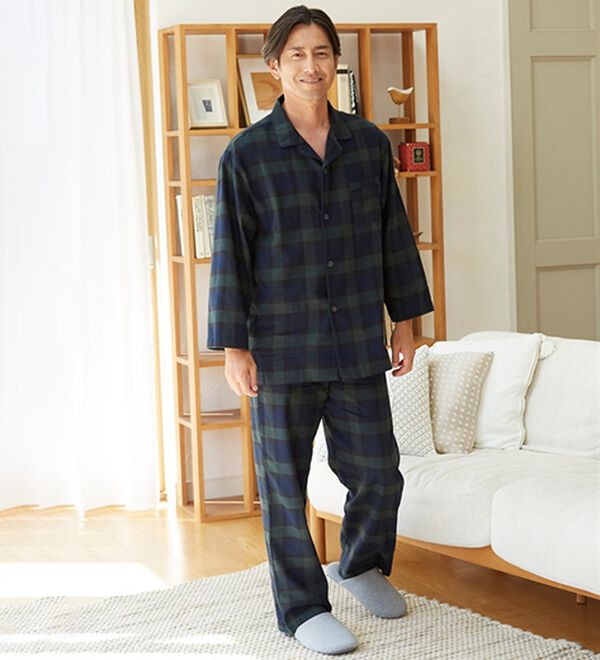 「綿１００％ふんわり起毛パジャマ（メンズルームウェア）」｜詳細画像