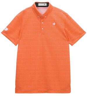 「＜ルコック＞ロゴボーダー柄半袖シャツ（メンズシャツ）」｜オレンジ