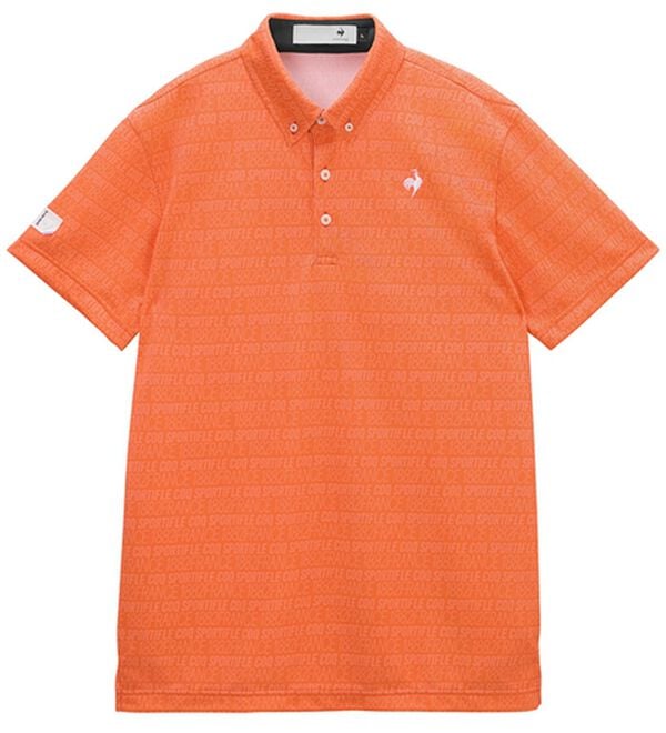 「＜ルコック＞ロゴボーダー柄半袖シャツ（メンズシャツ）」｜オレンジ