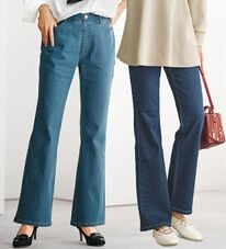 BELLUNA（ベルーナ）の「裏起毛セミフレアーデニムパンツ（フルレングスパンツ）」