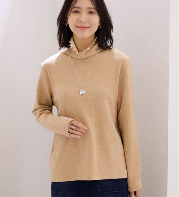 BELLUNA（ベルーナ）の「なめらかタッチ起毛素材配色インナープルオーバー（カットソー）」｜詳細画像