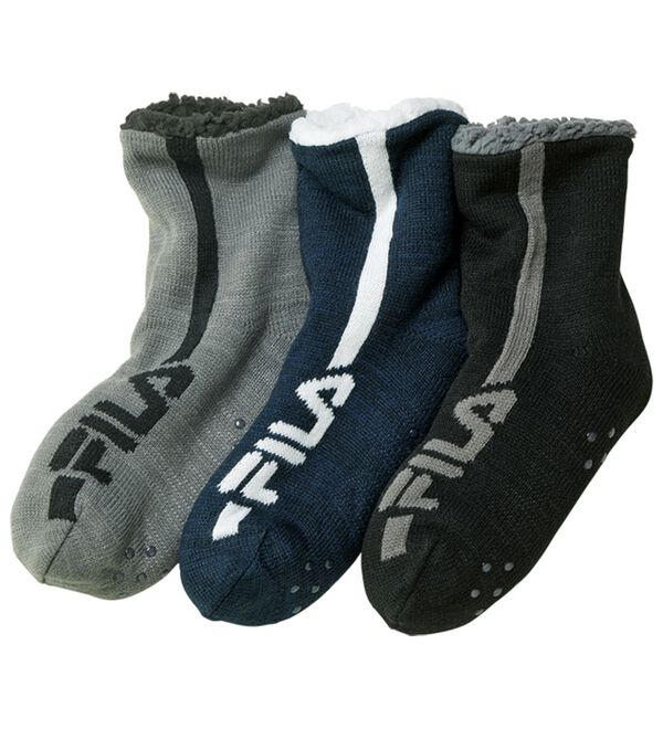 「【３足組】＜フィラ＞みんなではきたい！裏ボアルームソックス（メンズ靴下・タイツ）」｜詳細画像