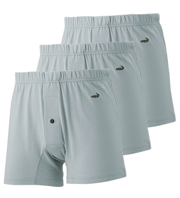 「【３枚組】＜クロコダイル＞綿１００％ニットトランクス（メンズトランクス）」｜グレー3枚組