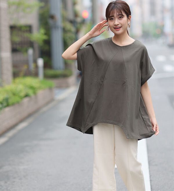 A HAPPY MARILYN（アハッピーマリリン）の「【麗シルエット】綿１００％ 変形パターンで目を惹くＡライン イレヘム チュニック（チュニック）」｜詳細画像