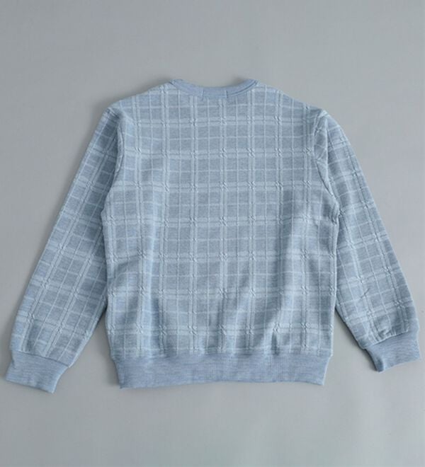 「＜コムルヴァン・オム＞チェック柄ふくれジャカードトレーナー（メンズトレーナー）」｜詳細画像