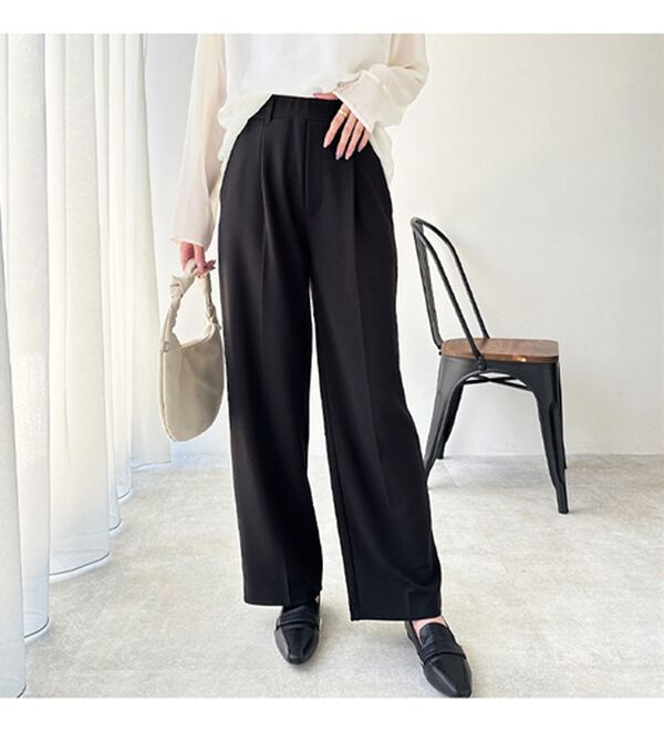 GeeRA（ジーラ）の「美脚魅せタックワイドスラックスパンツ（ワイドパンツ・ガウチョ）」｜詳細画像