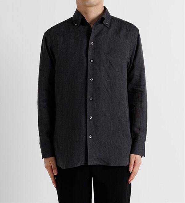 「＜コムルヴァン・オム＞大人のフレンチリネン１００％シャツ（メンズシャツ）」｜詳細画像