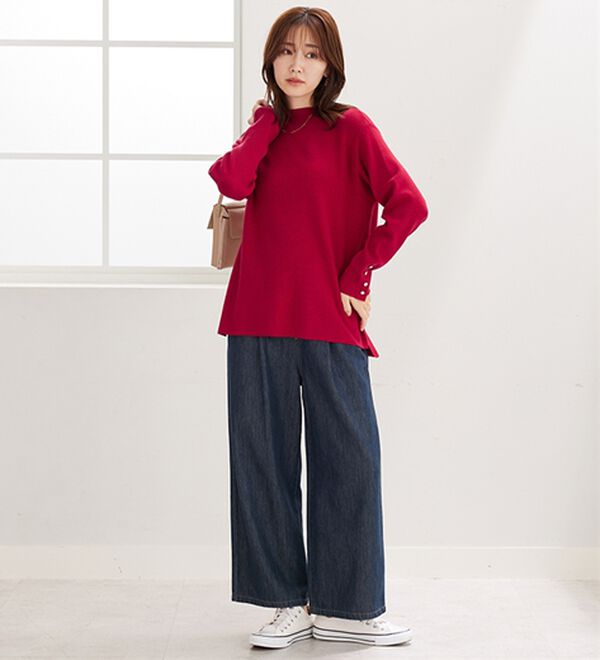 BELLUNA（ベルーナ）の「もちもち袖ボタンニットプルオーバー（ニット・セーター）」｜詳細画像