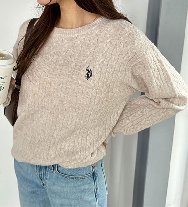 RANAN（ラナン）の「＜U.S.POLO ASSN.ユーエスポロアッスン＞ ワンポイントケーブルニット（ニット・セーター）」｜詳細画像