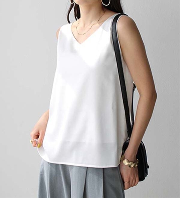 GeeRA（ジーラ）の「前後２ｗａｙヴィンテージサテンノースリーブ（タンクトップ・キャミソール）」｜詳細画像