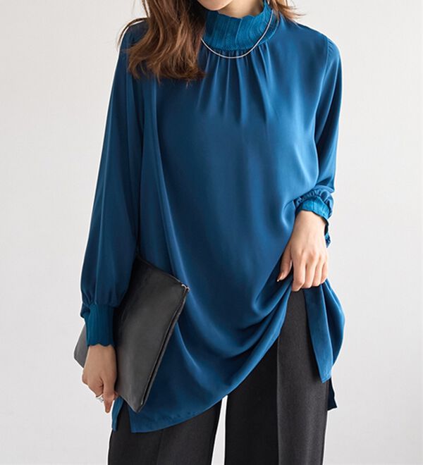 BELLUNA（ベルーナ）の「リブニット使いチュニック（チュニック）」｜ターコイズ