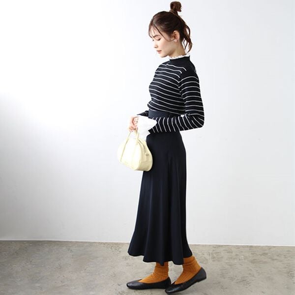 GeeRA（ジーラ）の「プリーツ付ハイネックリブニットトップス（ニット・セーター）」｜詳細画像