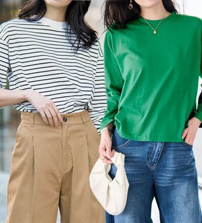 RANAN（ラナン）の「【選べる袖丈】＜BC＞綿100％プチハイネックＴシャツ（カットソー）」