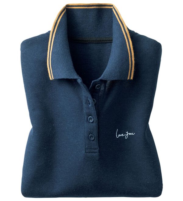 ルフラン（ルフラン）の「嬉しさ満載！かのこ長袖ポロシャツ（ポロシャツ）」｜ネイビー