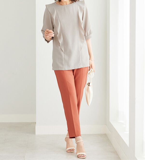 BELLUNA（ベルーナ）の「麻調合繊フリルデザインブラウス（ブラウス）」｜詳細画像