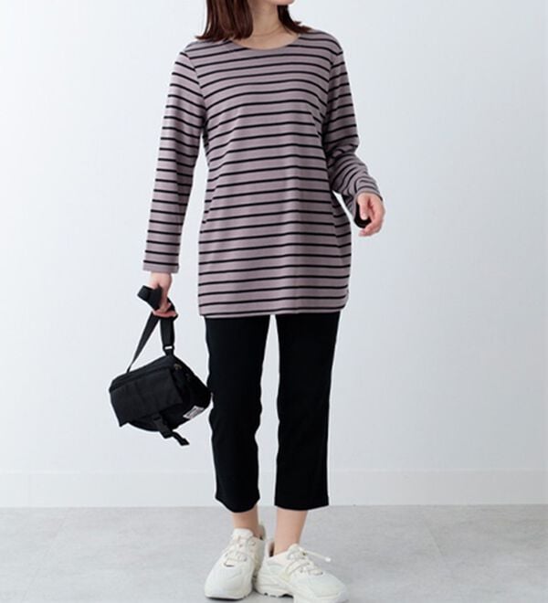 BELLUNA（ベルーナ）の「柔らかポンチ素材ボーダープルオーバー（カットソー）」｜詳細画像