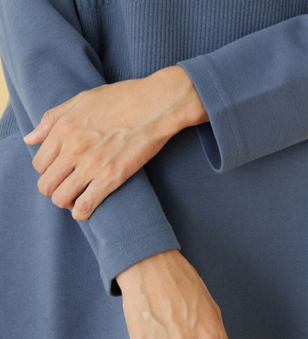 BELLUNA（ベルーナ）の「ボーダージャカード素材切替デザインチュニック（チュニック）」｜詳細画像