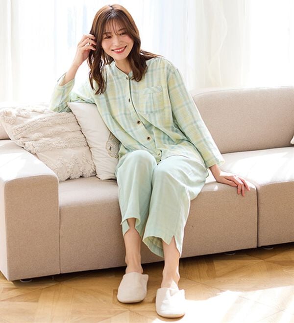 LAVIENNE（ラヴィエンヌ）の「【オーガニックコットン使用】綿１００％Ｗガーゼのルームパジャマ（パジャマ・ルームウェア）」｜詳細画像