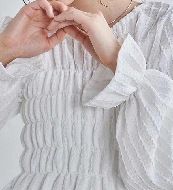 RANAN（ラナン）の「シャーリングカットブラウス（カットソー）」｜詳細画像