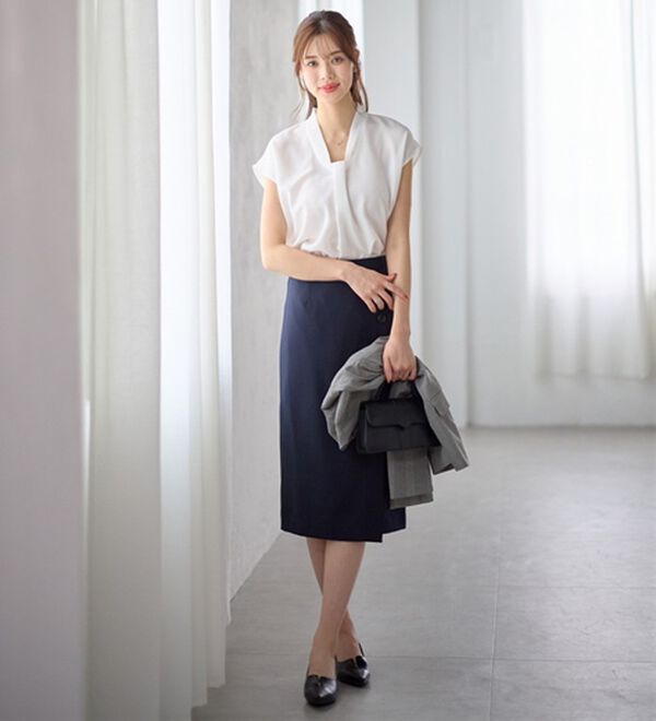 GeeRA（ジーラ）の「【２点】単品使いもできる！ベーシックブラウス＆スカートセットアップ（スカートスーツ）」｜詳細画像