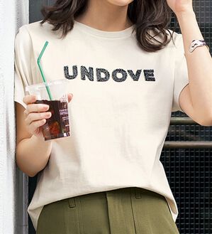 BELLUNA（ベルーナ）の「【UNDOVE】綿１００％ツイードロゴショート丈Ｔシャツ（Tシャツ）」｜トープ