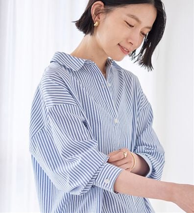 Viola e Viola（ヴィオラ エ ヴィオラ）の「【シワになりにくい】ゆったりストライプビックシャツ（シャツ）」