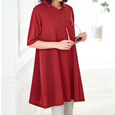 BELLUNA（ベルーナ）の「強撚綿１００％かのこ素材フレアーチュニック（チュニック）」