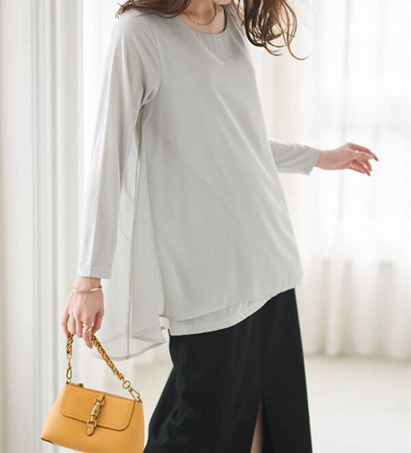 RANAN（ラナン）の「異素材切替フレアーチュニック（チュニック）」｜詳細画像