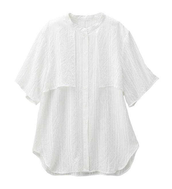 GeeRA（ジーラ）の「バンドカラーシアーストライプシャツ（シャツ）」｜詳細画像