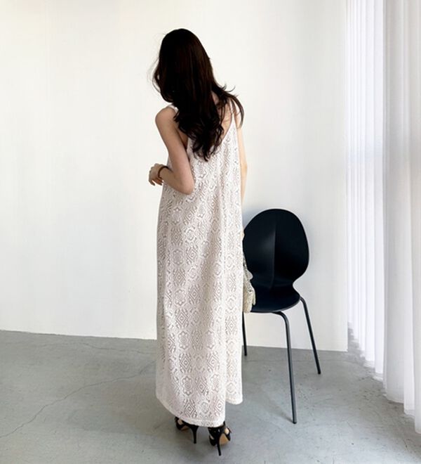 GeeRA（ジーラ）の「前後２ＷＡＹパネルレースキャミワンピース（その他ワンピース）」｜詳細画像