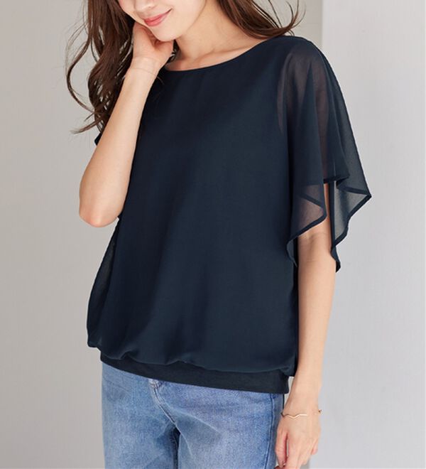 alotta（アロッタ）の「【接触冷感】カットソー裏地付ドルマンブラウス（ブラウス）」｜詳細画像