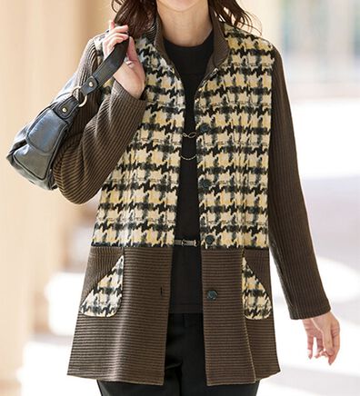 BELLUNA（ベルーナ）の「千鳥柄切替カットソージャケット（その他ジャケット）」