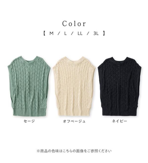 Viola e Viola（ヴィオラ エ ヴィオラ）の「透かし編みニットベスト（ベスト）」｜詳細画像