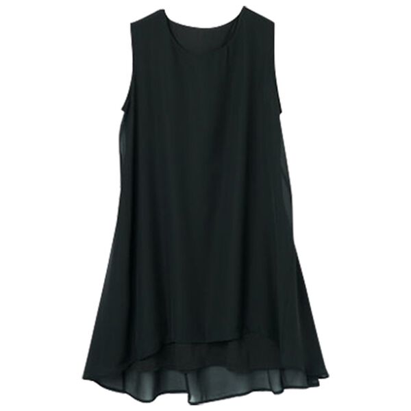 RANAN（ラナン）の「ひんやり！ノースリーブ異素材使いフレアーチュニック（チュニック）」｜詳細画像