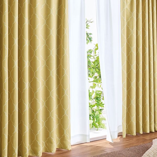 「簡単！素敵にコーディネート１級遮光＆機能レースカーテンセット「タイル」（ドレープカーテン）」｜詳細画像