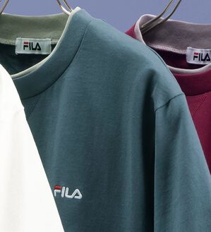 「＜フィラ＞綿１００％　キシリトール加工５分袖Ｔシャツ（メンズシャツ）」｜スモーキーブルー