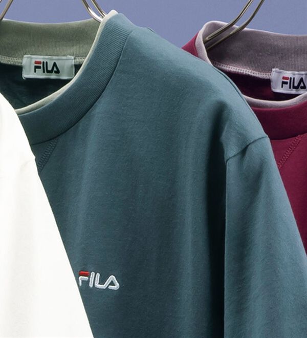 「＜フィラ＞綿１００％　キシリトール加工５分袖Ｔシャツ（メンズシャツ）」｜スモーキーブルー