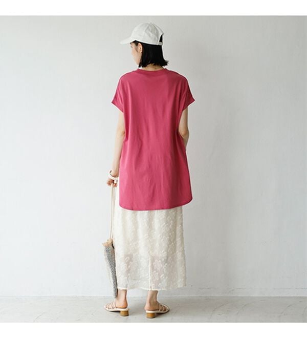 GeeRA（ジーラ）の「綿１００％フレンチスリーブチュニックＴシャツ（カットソー）」｜詳細画像