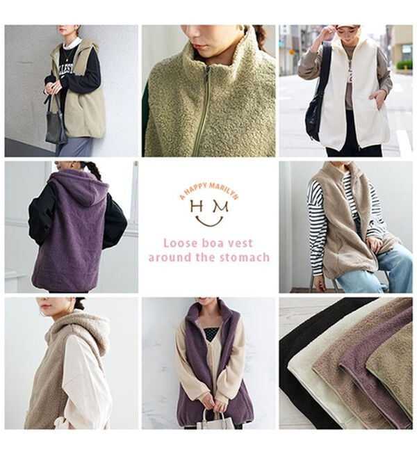 A HAPPY MARILYN（アハッピーマリリン）の「【Ｌ～８Ｌ】大きいサイズの企画者が作りました！ほんのりＡラインでお腹周りゆったりボアベスト（ベスト）」｜詳細画像