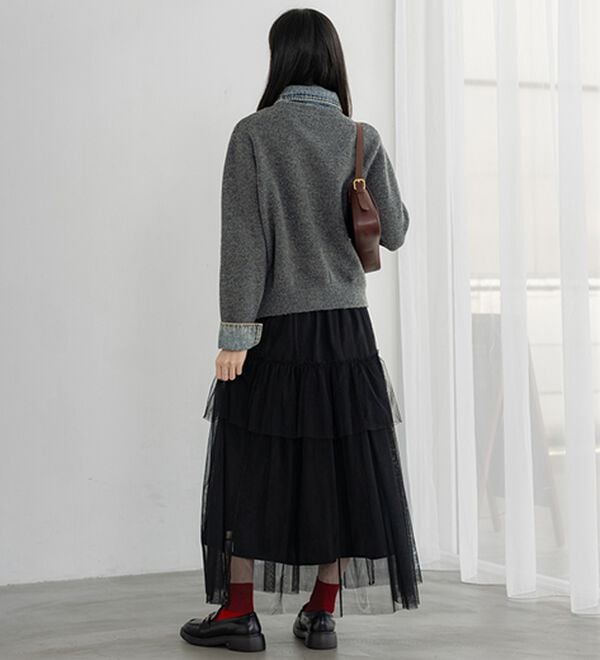 BELLUNA（ベルーナ）の「デニム&times;ニット切替ジャケット（その他ジャケット）」｜詳細画像