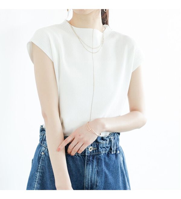 GeeRA（ジーラ）の「配色ラインフレンチスリーブニット（ニット・セーター）」｜詳細画像