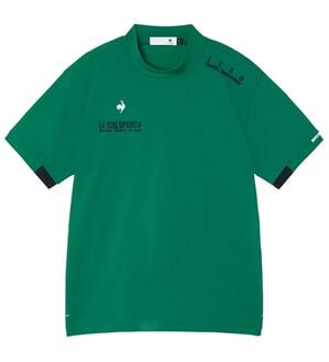 「＜ルコック＞ゴルフ　マーキングデザイン半袖モックネックシャツ（メンズシャツ）」｜グリーン