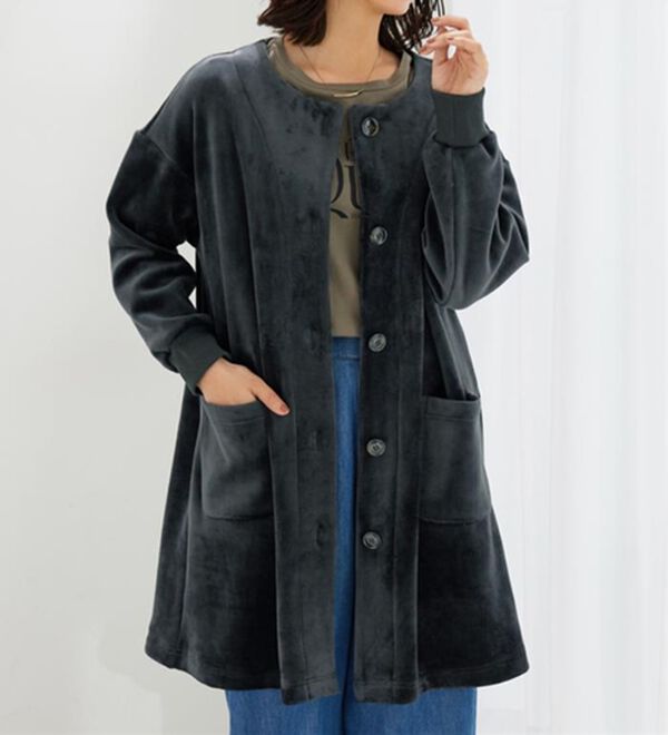 BELLUNA（ベルーナ）の「ふんわりなめらか裏ベロアカーデワンピース（その他カーディガン）」｜詳細画像