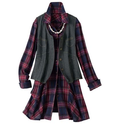 ルフラン（ルフラン）の「デニムベスト&times;ブラウスアンサンブル＜ラティール＞（アンサンブル）」