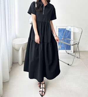 GeeRA（ジーラ）の「サッカーティアードハーフジップワンピース（その他ワンピース）」｜詳細画像