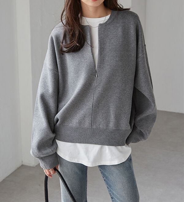 RANAN（ラナン）の「ハーフジップスウェットライクニット（ニット・セーター）」｜詳細画像