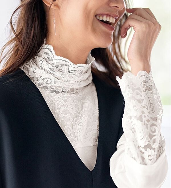 BELLUNA（ベルーナ）の「レース使い吸湿発熱プルオーバー（カットソー）」｜詳細画像